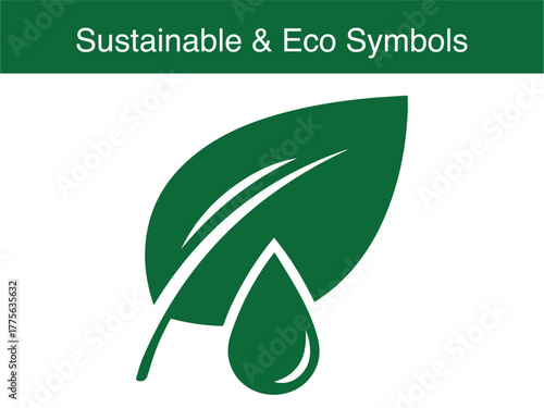 Eco green leaf water drop purity concept vector illustration
