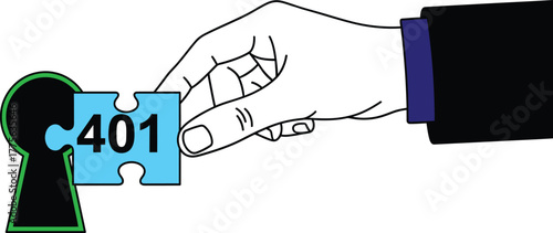 HTTP 401 error concept puzzle piece fitting into keyhole solution