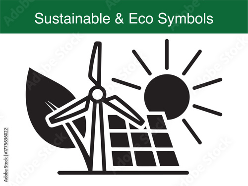 Eco renewable solar wind green energy concept vector illustration