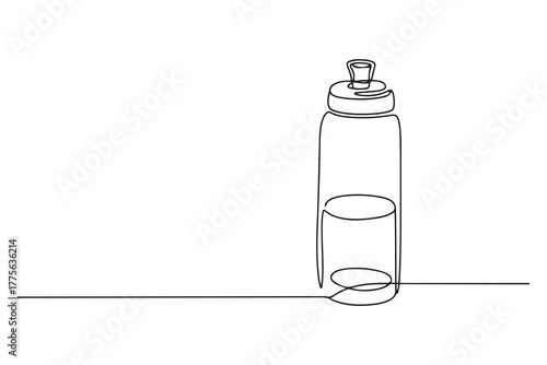 Continuous one line drawing thermos water bottle. Kitchen appliances concept. Single line draw design. one line Icon drawing with white background