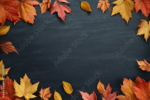 Black School Board with Autumn Leaves