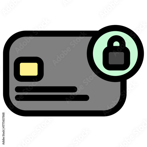 This vector icon represents a secure payment card- ideal for banking- finance- and mobile payment apps. It symbolizes secure transactions and online safety.