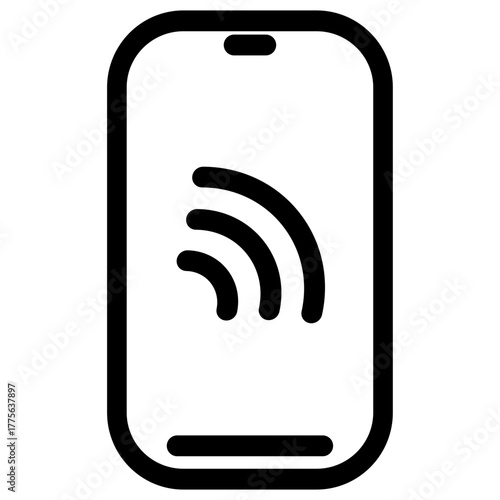 This icon depicts a smartphone displaying a wireless signal- perfect for mobile payment apps- banking websites- or fintech branding. It symbolizes contactless transactions and digital finance.