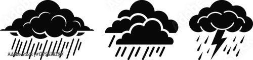 Rain Cloud Silhouette Icons