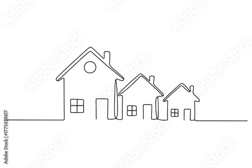 Single one line drawing consumers buy houses on account. Bank concept. Continuous line draw design. one line Icon drawing with white background