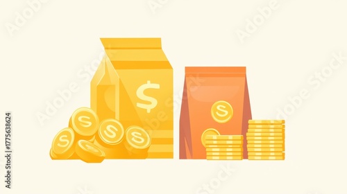 Money, Coins, and Currency in Colorful Graphics