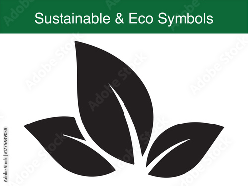 Eco Green Three Leaves Cluster Symbol Design Vector Illustration