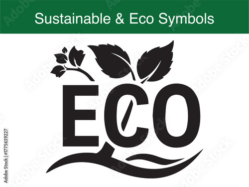 Sustainable Eco Logo Green Leaves Branch Symbol Design Vector Illustration