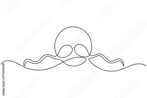 Human sperm icon continuous one line drawing on white background minimalist reproductive cell outline vector illustration