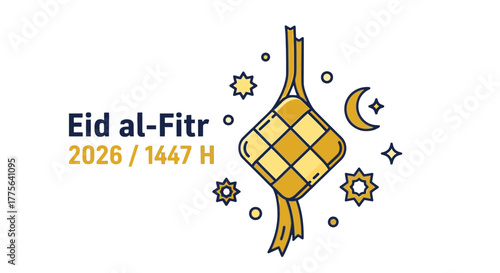 Ketupat rice dumpling icon for Eid alFitr celebration.