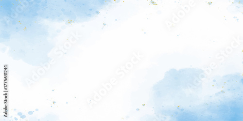 Abstract blue watercolor and grunge background texture with paint splatter design and a subtle paper pattern