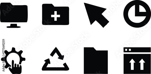 Set of Black Computer and Technology Icons folder cursor
