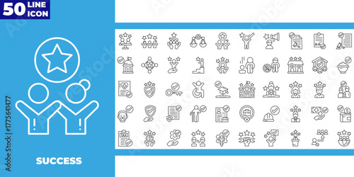 Success line icon pack