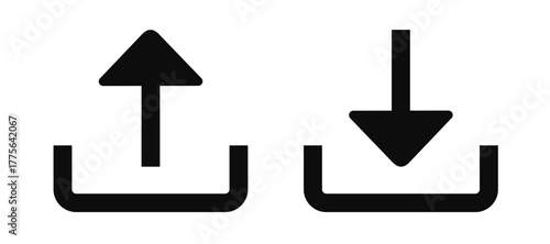 Upload and download icons, arrow upload and download symbols