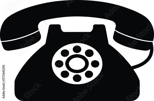 Landline Phone Silhouette Vector Art Illustration