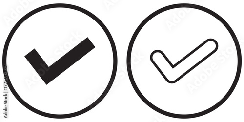 Check mark icon set. tick mark icon. Check box icon with correct sign. approval symbol. Check list circle frame. Check marks for approved, yes, right, accept, confirmation, agreement and more icons. 