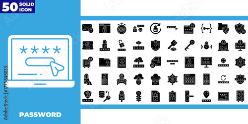 Password glyph icon pack
