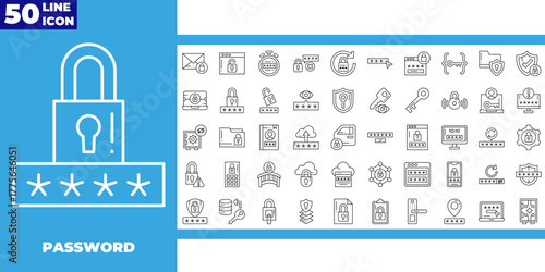 Password line icon pack