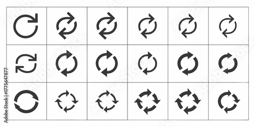 Circular Arrow and Refresh Icons minimalist vector