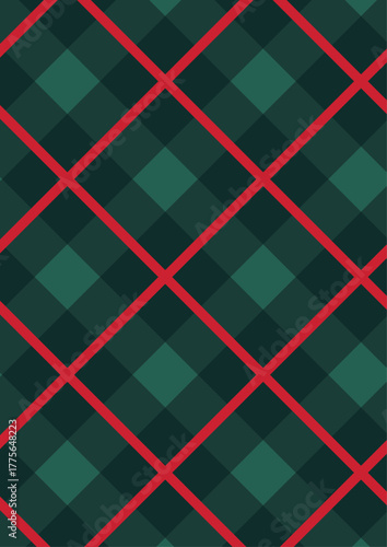 Christmas Plaid Pattern Argyle Checkered Festive Textile Background