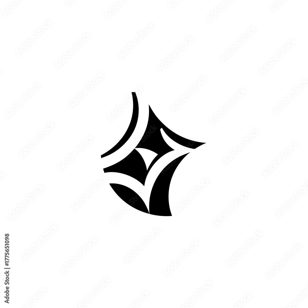 Fototapeta premium Abstract black and white geometric floral design on transparent background silhouette