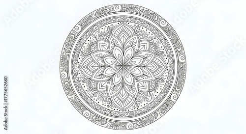 Wallpaper Mural Intricate Black and White Mandala Line Art pattern Torontodigital.ca