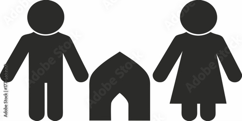 Family home icon symbolizing security and belonging, perfect for real estate and family-oriented businesses with a modern, clean design aesthetic