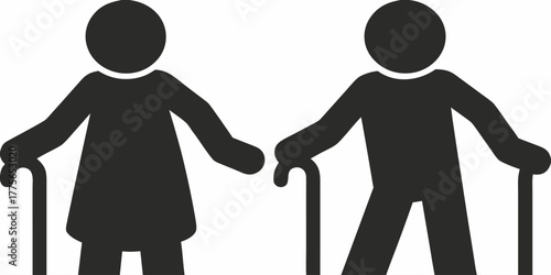 Elderly couple enjoying a peaceful walk together with canes, symbolizing companionship, healthy aging, and active retirement lifestyles for seniors