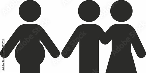 Family togetherness icon symbolizing support and love, simple figures holding hands, a powerful image of unity and connection, originally scalable vector graphic