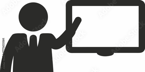 Dynamic presentation icon for modern business, clean corporate design, professional speaker, strategic planning, engaging leadership, marketing success