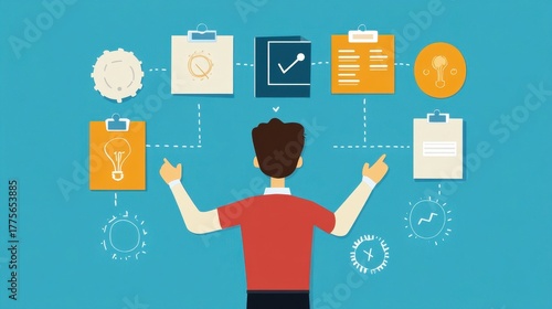 Person Analyzing Information with Visual Elements