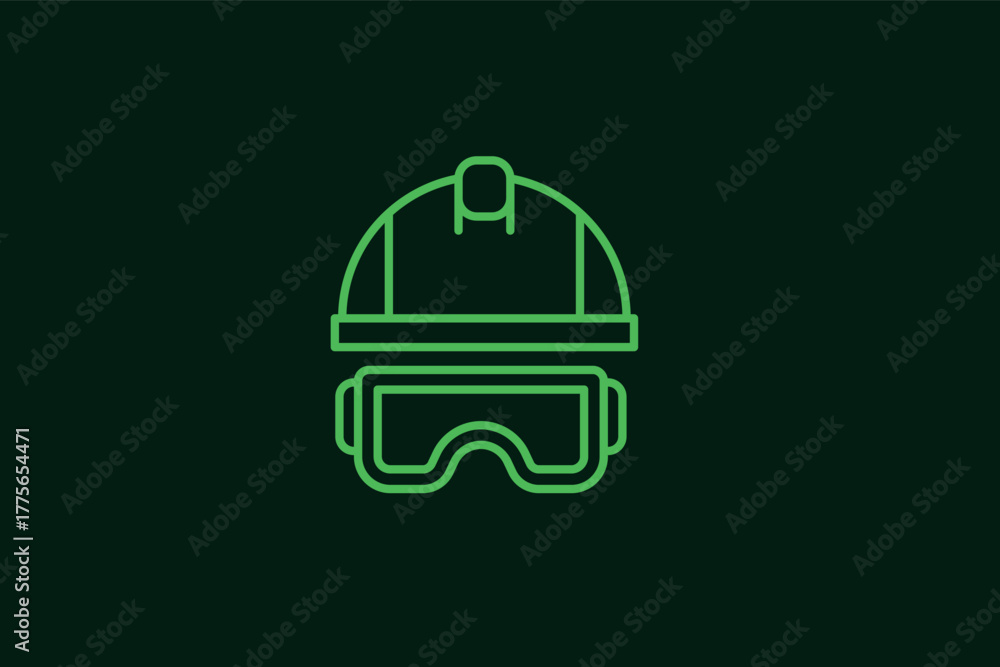 Naklejka premium work helmet and glasses illustration in flat style design. Vector illustration. 