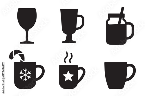 set of christmas morning drinks vector elements