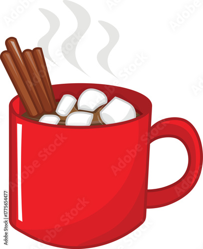Hot Chocolate Marshmallows Christmas Drink Illustration  Cozy Winter Beverage Vector