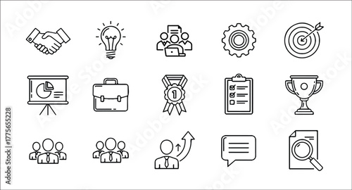 Start up set of web icons in line style. Business startup icons for web and mobile app. Startup project, development, creative idea, target, innovation, marketing, launch business.