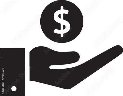 coin falling in hand, bank and financial related icon,
