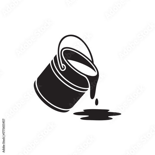 Paint bucket pouring paint silhouette vector icon

