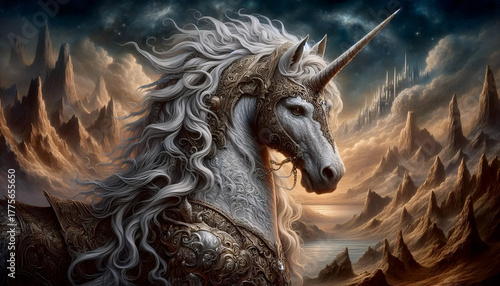 A unicorn in fantasy art style, Ai generated image
