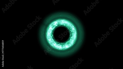 エメラルドグリーンのエネルギーリング 衝撃波エフェクト背景