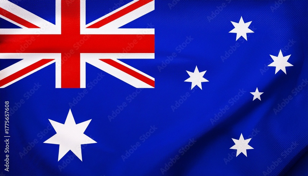 Fototapeta premium Woven Australian National Flag with Texture, Union Jack, and Southern Cross Stars