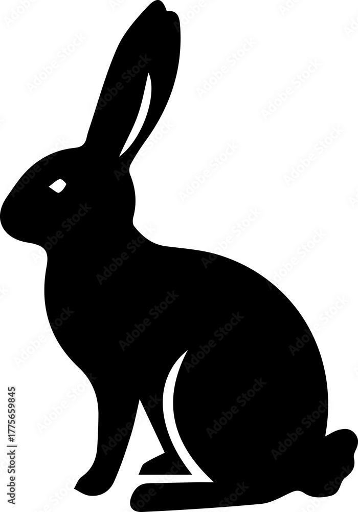 Obraz premium Dynamic Rabbit Jumping Silhouette Isolated on White Background Vector