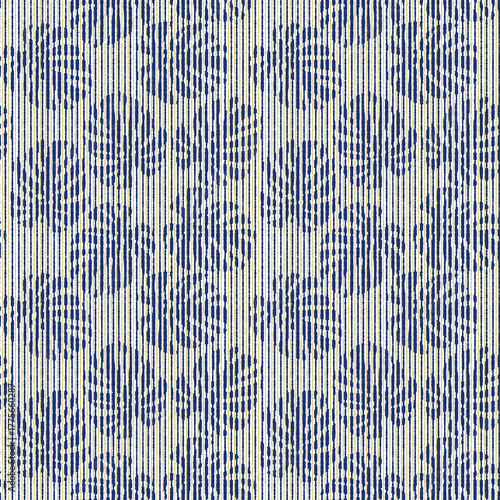 Blue Striped Optical Illusion Floral Seamless Pattern