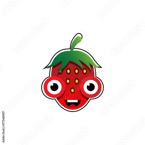 Happy smiling strawberry funny eyes. Illustration of a funny eyed strawberry.