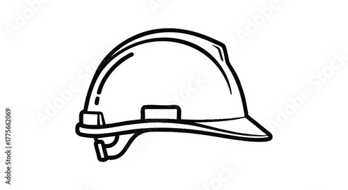 Hard hat safety helmet outline icon vector