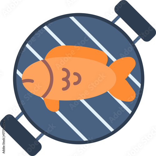 Grill Fish vector icon. Food and beverage icon flat style. perfect use for logo, presentation, website, and more. modern icon design color style