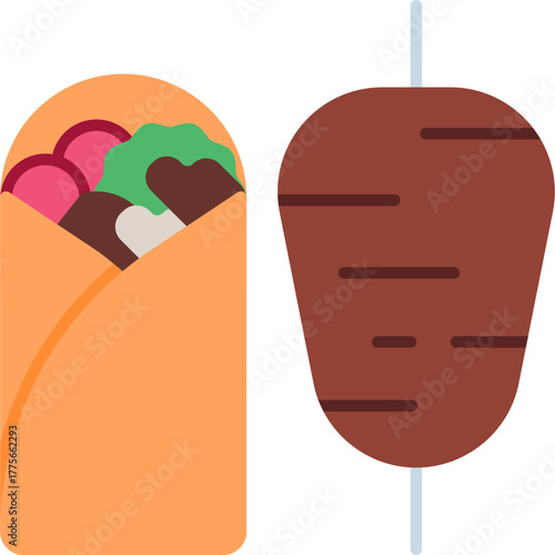 Kebab vector icon. Food and beverage icon flat style. perfect use for logo, presentation, website, and more. modern icon design color style