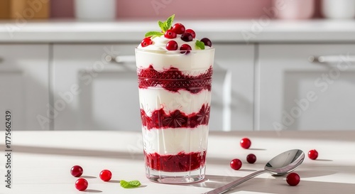 Fresh Parfait Delight: A Vibrant Creation of Berries, Cream, and Culinary Artistry