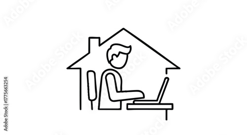 Working from home outline icon vector