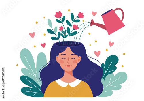 Nurturing Mental Health and Personal Growth Concept Vector Illustration