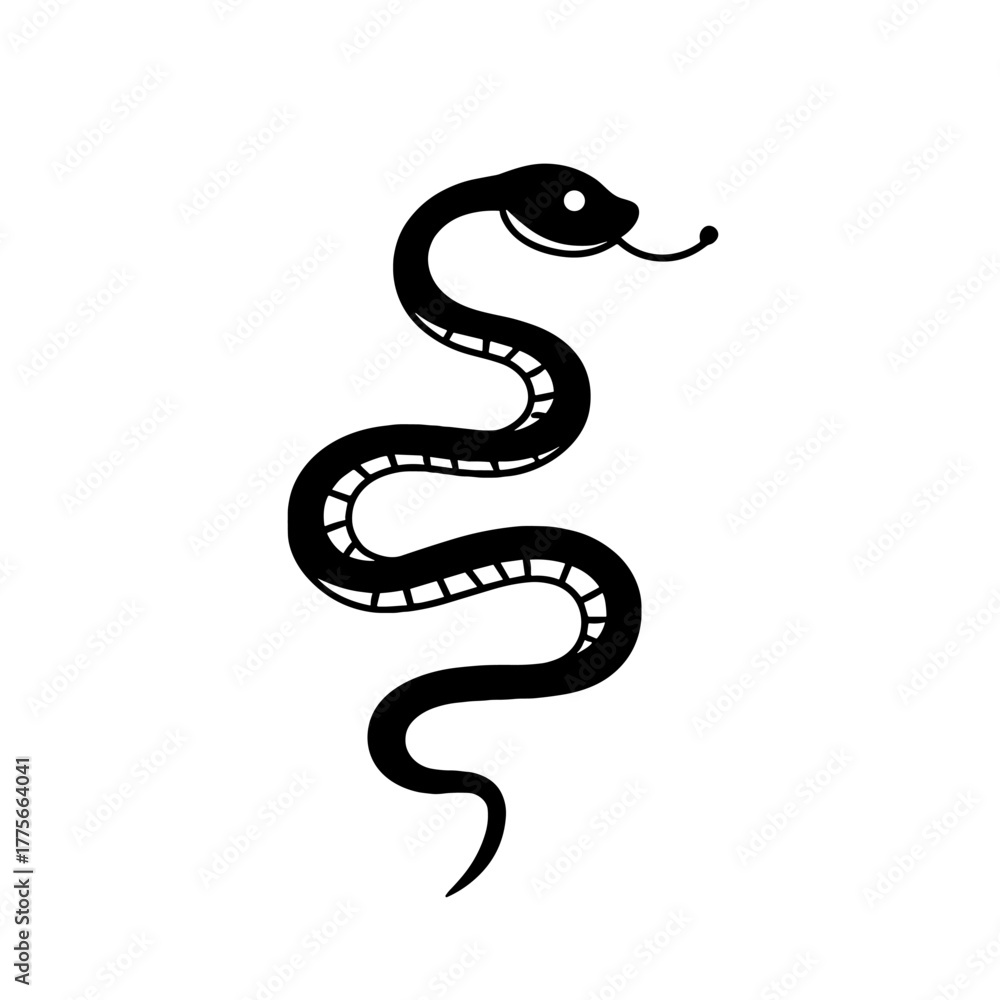Obraz premium Coral Snake. Coral Snake simple black and white line art vector logo